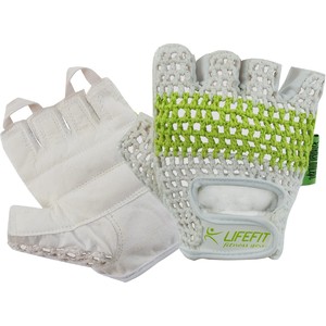 Fitnes rukavice LIFEFIT FIT, vel. M, bílo-zelené