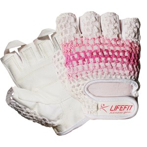 Fitnes rukavice LIFEFIT KNIT, vel. S, růžovo-bílé
