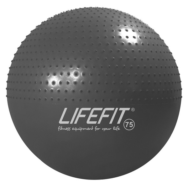 Gymnastický masážní míč LIFEFIT MASSAGE BALL 75 cm, tmavě šedý